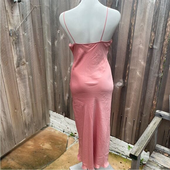 ZARA Silk Light Pink Midi Dress With Slit and buttons size medium - Picture 12 of 15